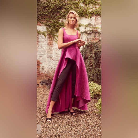 NWT SOLD OUT HTF Kay Unger cerise walk through jumpsuit - Picture 3 of 10